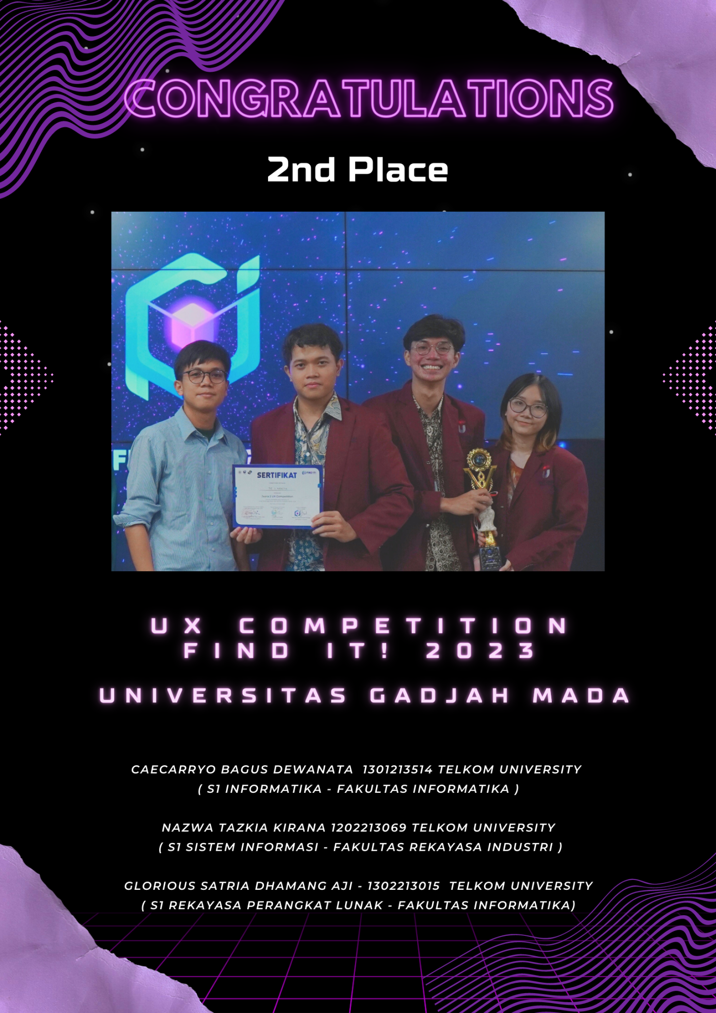 THE 3 MASKETIR RAIH JUARA 2 UX COMPETITION FIND IT UGM 2023