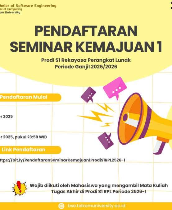 Pendaftaran Seminar Kemajuan 1 Prodi S1 RPL 2526-1 Pendaftaran Seminar Kemajuan 1 Prodi S1 RPL 2526-1