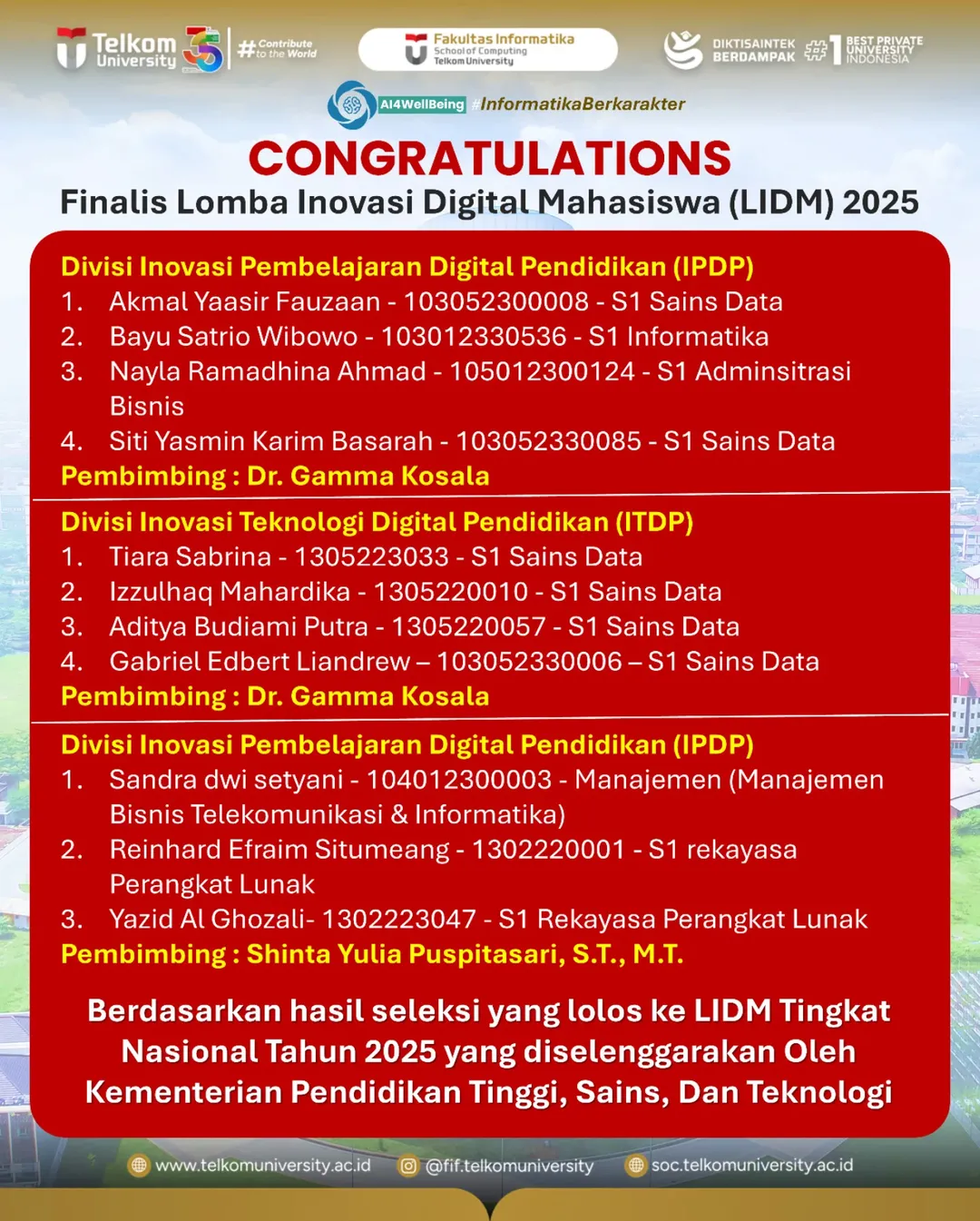 Finalis Lomba Inovasi Digital Mahasiswa (LIDM) 2025